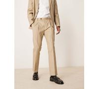 ASOS DESIGN - Pantaloni da abito sartoriali in cotone morbido color pietra-Verde 46 Short