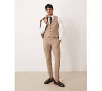 ASOS DESIGN - Pantaloni da abito skinny color pietra con motivo a spina di pesce-Neutro 48 Short