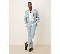 ASOS DESIGN - Pantaloni da abito slim effetto lino con piega frontale azzurri-Blu W28 L32