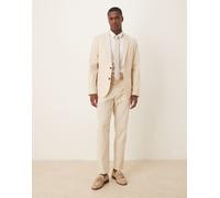 ASOS DESIGN - Pantaloni da abito slim effetto lino con piega frontale color pietra-Neutro W32 L30