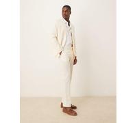 ASOS DESIGN - Pantaloni da abito slim effetto lino con piega frontale ecru-Bianco W28 L32