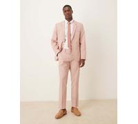 ASOS DESIGN - Pantaloni da abito slim effetto lino con piega frontale rosa W30 L32