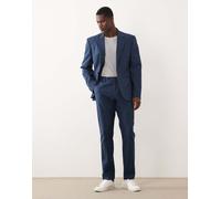 ASOS DESIGN - Pantaloni da abito slim in 100% cotone effetto lino blu navy 56 Short