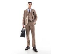 ASOS DESIGN - Pantaloni da abito slim in misto lana beige-Neutro 46 Regular