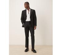 ASOS DESIGN - Pantaloni da abito slim in misto lino neri stile smoking-Nero W36 L34