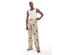 ASOS DESIGN - Pantaloni da casa color pietra con grafica "Disney's Lion King"-Neutro 2XL