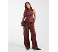 ASOS DESIGN - Pantaloni dritti allacciati in vita in coordinato-Nero 40