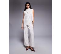 ASOS DESIGN - Pantaloni dritti in raso color crema in coordinato-Bianco 46