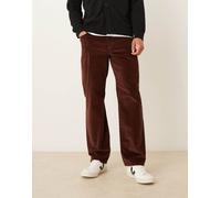 ASOS DESIGN - Pantaloni dritti marroni in tessuto a coste-Marrone 50 Regular
