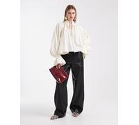 ASOS DESIGN - Pantaloni dritti minimal neri in pelle sintetica-Nero L