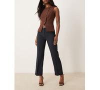 ASOS DESIGN - Pantaloni dritti slim sartoriali blu navy con cintura-Nessun colore 50