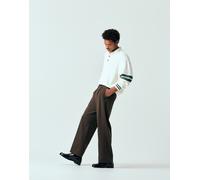 ASOS DESIGN - Pantaloni eleganti a fondo ampio marroni con doppie pieghe e bottoni a vista-Marrone 50 Short