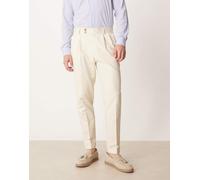 ASOS DESIGN - Pantaloni eleganti affusolati beige con bottoni a vista-Neutro 46 Short