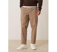 ASOS DESIGN - Pantaloni eleganti affusolati color pietra scuro taglio comodo in misto cotone-Neutro M