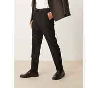 ASOS DESIGN - Pantaloni eleganti affusolati neri in misto lana-Nero 50 Regular