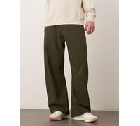 ASOS DESIGN - Pantaloni eleganti ampi bombati verde scuro in twill di misto lana W38 L32
