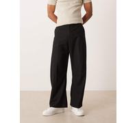 ASOS DESIGN - Pantaloni eleganti bombati neri in twill di misto lana-Nero 44 Regular