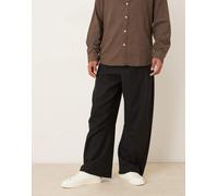 ASOS DESIGN - Pantaloni eleganti bombati neri in twill di misto lana-Nero 56 Regular