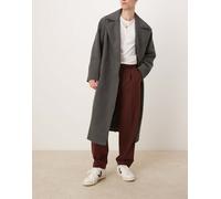 ASOS DESIGN - Pantaloni eleganti oversize affusolati in twill di misto lana bordeaux a pieghe-Rosso W30 L30