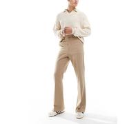 ASOS DESIGN - Pantaloni eleganti scampanati a vita alta in misto lana color pietra-Neutro W31 L30