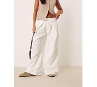 ASOS DESIGN - Pantaloni in twill con design avvolgente allacciato bianco osso L
