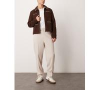 ASOS DESIGN - Pantaloni oversize eleganti affusolati color bianco testurizzati-Neutro 44 Short