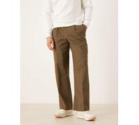 ASOS DESIGN - Pantaloni premium a fondo ampio kaki con regolatori laterali-Marrone 46 Short