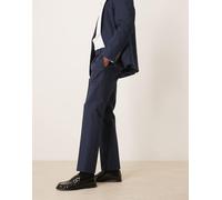 ASOS DESIGN - Pantaloni slim da abito blu navy in morbido cotone 48 Short