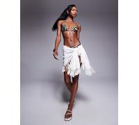 ASOS DESIGN - Pareo da mare bianco con frange M