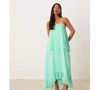 ASOS DESIGN Petite - Vestito midi con spalline sottili e strati sovrapposti verde brillante con volant-Blu 42