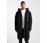 ASOS DESIGN - Piumino oversize con cappuccio con bordo in pelliccia sintetica nero M