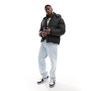 ASOS DESIGN - Piumino resistente all'acqua con cappuccio rimovibile nero 2XS