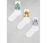 ASOS DESIGN - Pokémon - Confezione da 3 paia di calzini bianchi-Bianco 43-48