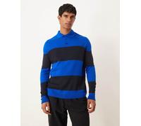 ASOS DESIGN - Polo a maniche lunghe comoda in maglia blu navy a righe M