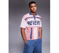ASOS DESIGN - Polo comoda in maglia rosa con grafica "Reverie" S