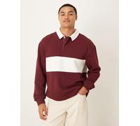 ASOS DESIGN - Polo oversize bordeaux con dettaglio cut and sew-Rosso M