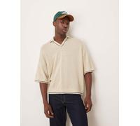 ASOS DESIGN - Polo oversize écru con intaglio sul collo-Neutro XL