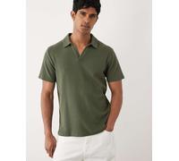 ASOS DESIGN - Polo regular fit in tessuto verde scuro a nido d'ape con rever S