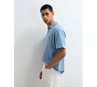 ASOS DESIGN polo relaxed con collo a rever blu a nido d'ape S