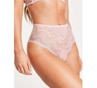 ASOS DESIGN - Rosie - Slip a vita alta in pizzo color rosa cipria 40