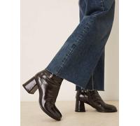 ASOS DESIGN - Royce - Stivaletti cioccolato scuro con tacco largo e punta rotonda-Nero 41