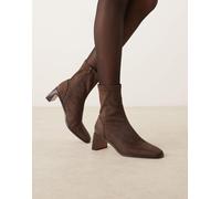 ASOS DESIGN - Rush - Stivaletti cioccolato scamosciato con tacco arretrato-Marrone 38
