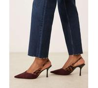 ASOS DESIGN - Sabrina - Scarpe con tacco a spillo bordeaux e leopardate con cinturino posteriore a pianta larga-Multicolore 2