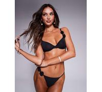 ASOS DESIGN - Sasha - Reggiseno nero in rete con ferretto e decorazioni floreali 34A