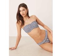 ASOS DESIGN - Scarlet - Top bikini a fascia arricciato color indaco a righe-Viola 46