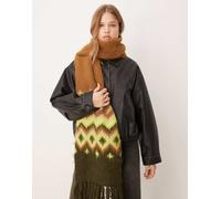 ASOS DESIGN - Sciarpa in maglia con nappe e motivo Fair Isle multicolore No Size