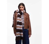 ASOS DESIGN - Sciarpa in maglia soffice misto lana marrone a righe-Multicolore One Size