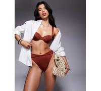ASOS DESIGN - Simone - Top bikini a balconcino imbottito color bronzo lucido con ferretto-Marrone 34C