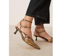 ASOS DESIGN - Sissi - Scarpe con tacchetto a spillo pitonate con dettaglio ad anello-Multicolore 38