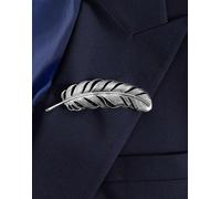 ASOS DESIGN - Spilla argentata a forma di piuma-Argento No Size